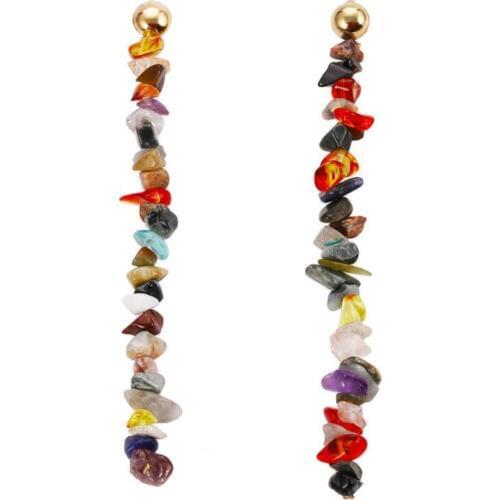 ZA Colorful Stones Drop Earrings Long Beaded Earrings for Women Statement Jewelry Wholesale Gift