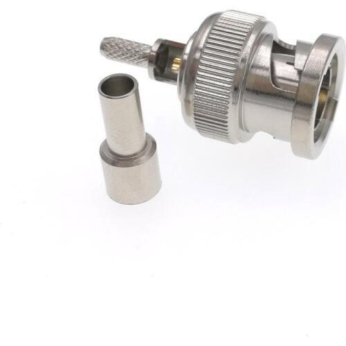 100pcs BNC Male Crimp Window Solder RF Connector For RG316 RG179 LMR100 Cable 75ohm