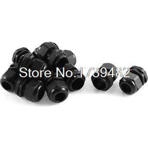 12 Pcs Black Plastic Cables Water Resistant PG19 Glands Connectors
