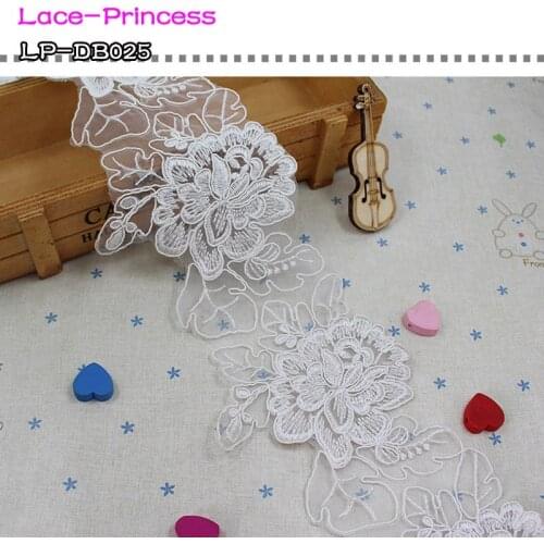 3 yards 10CM white Polyester organze embroidery Lace DIY skirt hem costumes Accessories Sewing Edge Wedding lace trim DB025