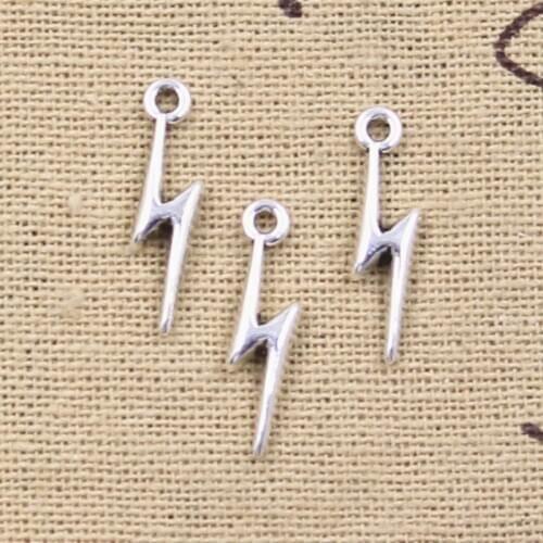 30pcs Charms Lightning Flash 20x5mm Antique Silver Color Pendants Making DIY Handmade Tibetan Finding Jewelry