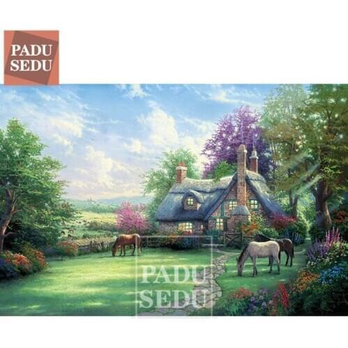 Diamond Painting Full Square 5D Landscape Cross Stitch Diamond Embroidery Country House Scenery Rhinestones Bead Kits Hobby Gift
