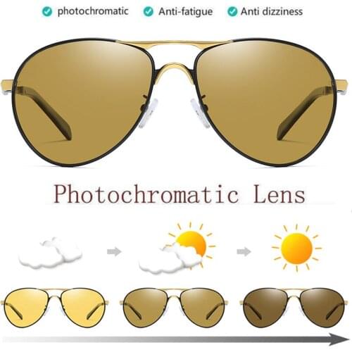 Aluminum Magnesium Polarized Photochromic Sunglasses Night Vision Change Brown Outdoor Sport Car Driving Fishing Transition Lens