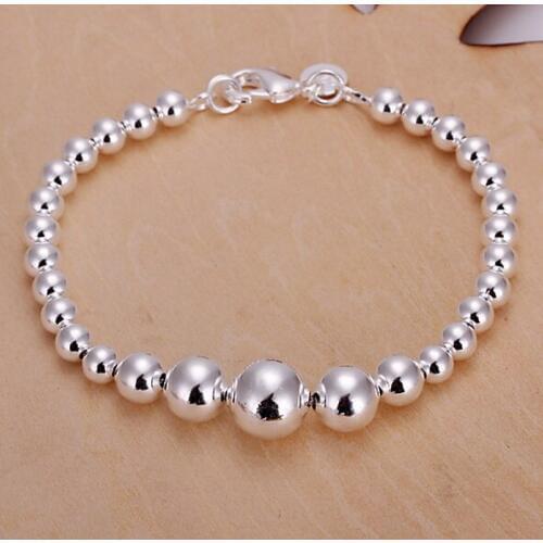 Popular product Silver color Jewelry fashion women Chain beads Bracelets for women lady wedding party free shipping H165