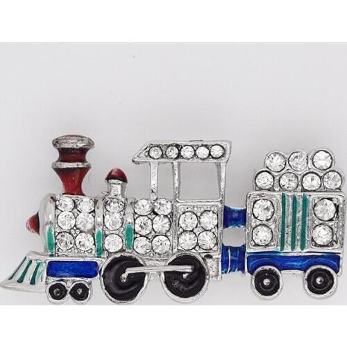 12pcs/lot Wholesale Fashion Brooch Rhinestone Enamel Train Pin brooches jewelry gift C102544