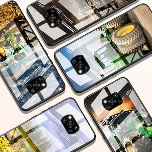 Tractor cool for Xiaomi POCO X3 NFC F3 M2 X2 F2 Redmi K30 Redmi Note 9 Pro Luxury Tempered Glass Phone Case Cover