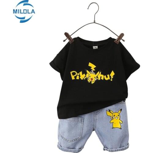 Pokemon Pikachu Kids Baby Printing Cartoon T shirt Shorts Summer Children Outfiting Clothes Set 2pcs Toddler Trasksuits Clothes