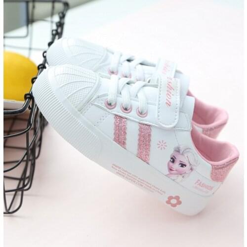 Disney Kid Shoes For Girls Sport Sneakers Children Ann Elsa Frozen Princess Trainer Cartoon Beauty Tenis Enfant Lleather Sneaker