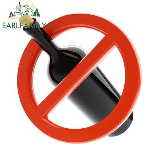 EARLFAMILY 13cm x 12.4cm for No Alcohol Sign Car Stickers Air Conditioner Bumper Decals Scratch-Proof Sunscreen Vinyl Car Wrap