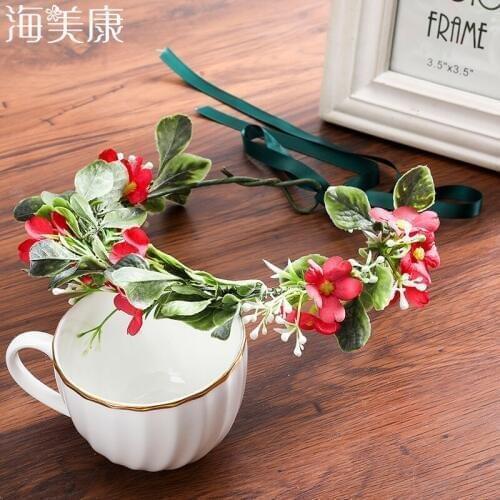 Haimeikang Leaves Flower Crown Rose Flower Wreath Garland Halo for Wedding Festivals Girl Rose Wreath Headpiece Boho Floral