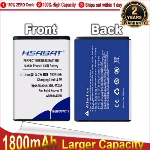 HSABAT 0 Cycle 1800mAh AB803443BU Battery for SAMSUNG for Solid Xcover Xcover 2 C3350 II GT-C3350 Replacement Accumulator