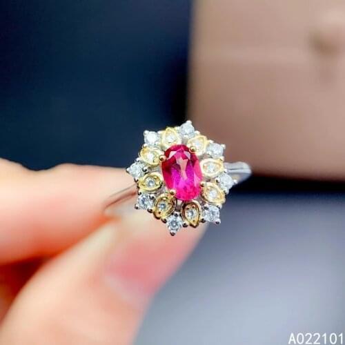 KJJEAXCMY fine jewelry S925 sterling silver inlaid natural pink topaz new girl popular gemstone ring support test Chinese style