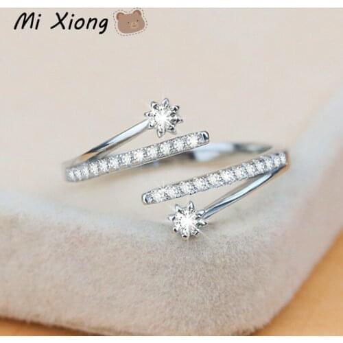 Mi Xiong S925 Sterling Silver Rings for Women Designer Unique Wedding Engagement Shaped Diamond Charm Luxury Trendy Fine Jewelry