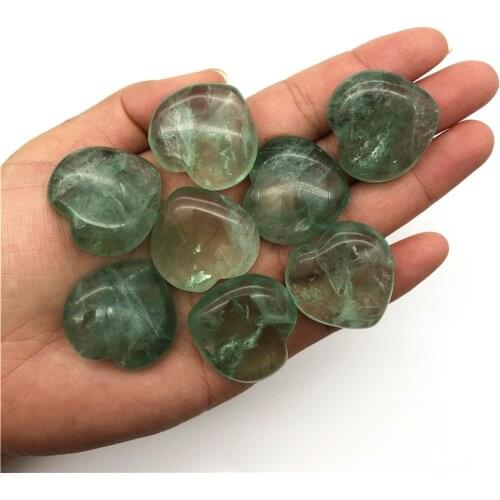 Beautiful 1pc Natural Green Fluorite Heart Shape Crystal Stone Chakra Carved Healing Reiki Home Decor Natural Quartz Crystals