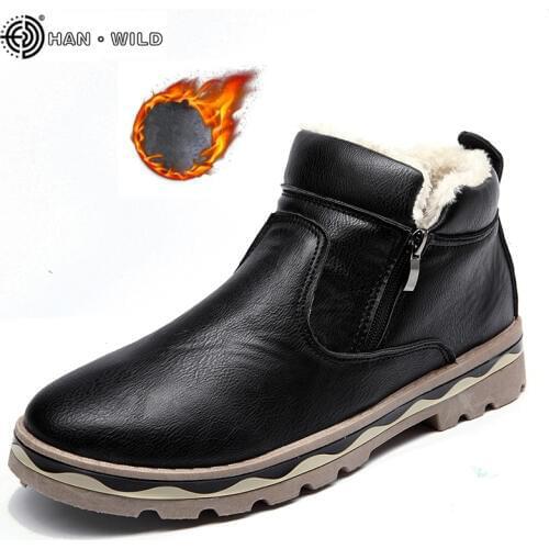 Black Mens Boots Designer Winter Shoes Men Warm Short Plush Casual Fur Boots Men 2019 New Keep Warm Winter Male Boots