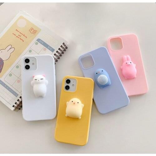 Squishy 3D Toys Rabbit Cat Case For Xiaomi Redmi Note 10 9T 9A 9C Mi 8 Mi 10t Lite S2 4X 6A 5 Plus Animals TPU Cover Soft Cases
