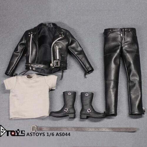 1/6 Scale Arnold PunK Leather Black Jacket Suits Set Locomotive version Toy Fit 12" Action Figure Strong Body ASTOYS AS044