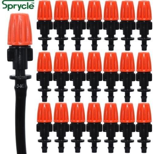 SPRYCLE 20PCS Adjustable Garden Drip Irrigation Misting Nozzle Micro Flow Dripper Spray Hose w/ 4/7mm Single Barb Greenhouse