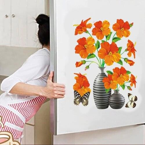 New Hot DIY Plant Vase 3D Stereo Stickers Self-Adhesive Wall Refrigerator Decoration Waterproof
