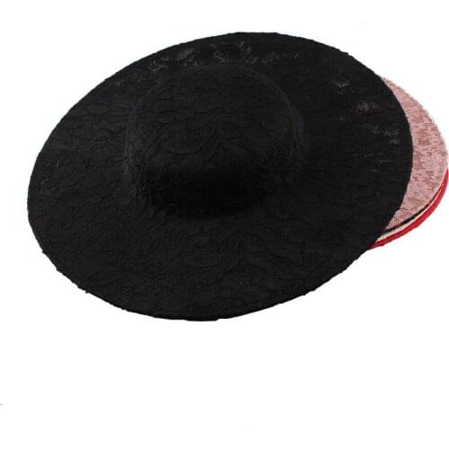 NEW ARRIVAL 30CM Black Big Millinery Imitation SINAMAY Fascinators Base With Lace Party Hats DIY Hair Accessories Cocktail Hat