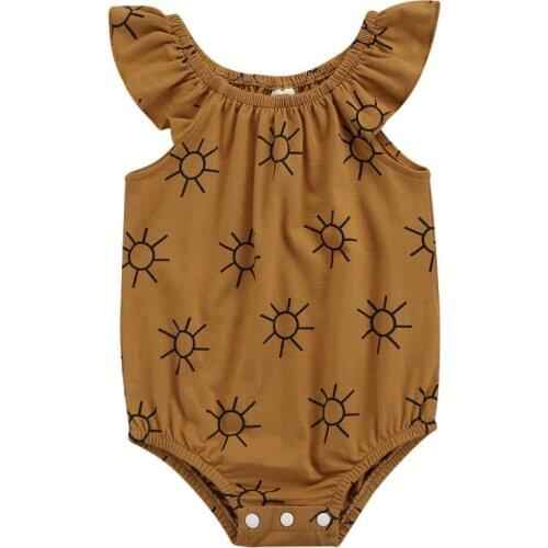 Newborn Baby Girls Summer Romper Cute Sun Print Sleeveless Cotton Sunsuits Bodysuit 3-15 Months