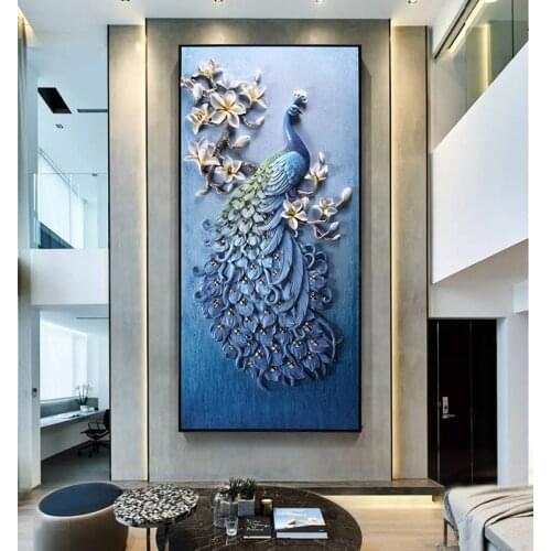 Peacock Porch Decorative Painting Modern Living Room Vertical Paintings Hanging European Murals 3d Corridor Wall Painting