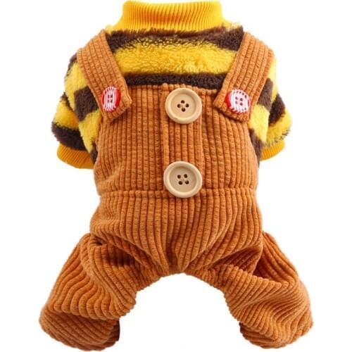 Pet Puppy Cat Button Stripe Pattern Overalls Suspenders Four-legged Dog Clothes Pet Products Dog Supplies Home Garden 2021