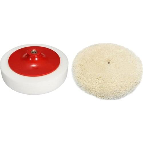 1 Pcs Car Polishing Buffing Head Mop Pad Soft Sponge with M14 Thread & 1 Pcs Soft Wool Clean Polishing Buffing Bonnet Pad for Ca