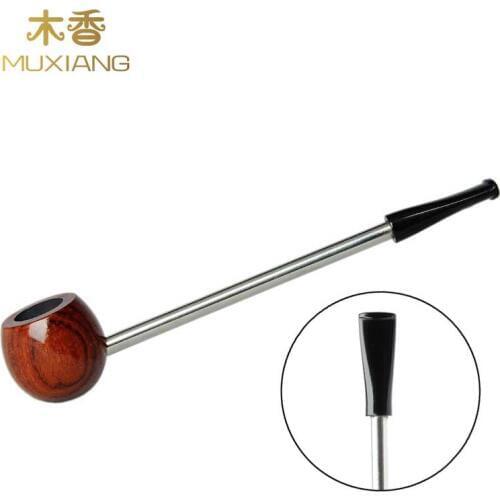 RU-MUXIANG Long Straight Shank Popeye Type Rosewood Mini Tobacco Pipe Cigarettes Pipe Portable Beginner Smoking Pipe ad0071