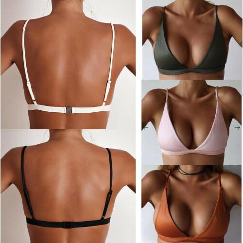 Sexy Women Casual Basic Halter Swimwear Padded Bra Push Up Bathing Swimsuit Bikini Top Beach Summer Tops
