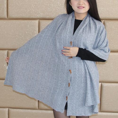 Specials 100%goat cashmere twisted knit women multi function scarf shawl pashmina poncho neutral color 68X175cm