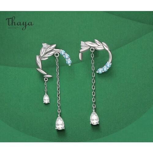 Thaya Silver Plated Earrings Blue Artificial Crystal Flower Stud Earrings Fashion Earring For Women Party Fine Jewelry Gift