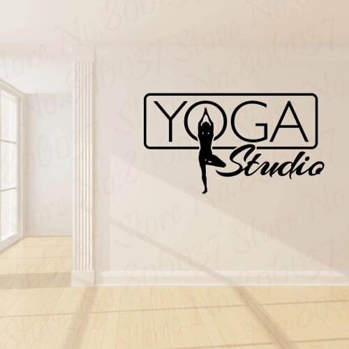 Yoga Studio Wall Stickers Window Sign For Business Vinyl Decal Yoga Pose Decals Lotus Flower Sticker WL1909