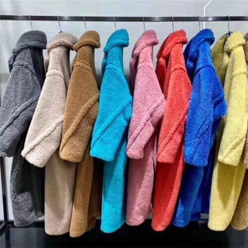 Wool Te ddy Goat Cashmere Jacket Coat Women Winter 2021 Thicken Warm Oversized Overcoat Women Fur Abrigo Mujer Invierno