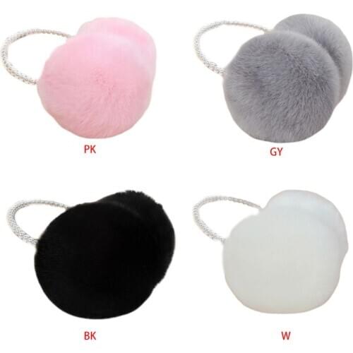 Women Girls Winter Fluffy Plush Earmuffs Imitation Pearl Beaded Headband Thicken Ear Warmer Princess Kids Party Styling Headwear