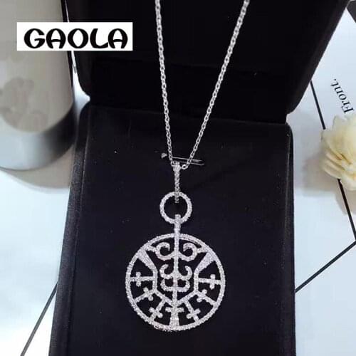 GAOLA 2017 New Pendant White Gold Color Necklace Cubic Zirconia Round Necklaces For Women GLD0967