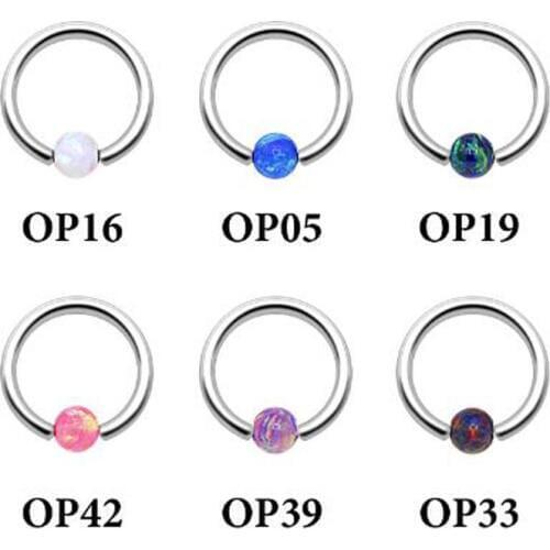 1Pc Top Quality Opal Stone Nose Rings 1.2*8mm Septum Piercing 100% Titanium Nipple Lip Tragus Eyebrow Earring Nose Ring