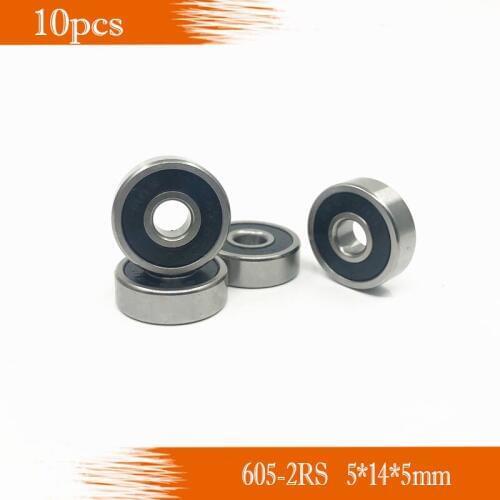 10pcs/Lot 605-2RS 605 RS 5x14x5mm ABEC-3 Rubber Sealed Ball Bearing Miniature Bearing Brand New