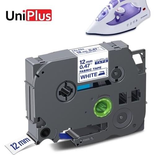 UniPlus TZe-FA3 tzeFA3 Fabric Label Tapes for Brother P-touch Printer Iron on Clothes Blue on White Label Maker Fabric Sticker