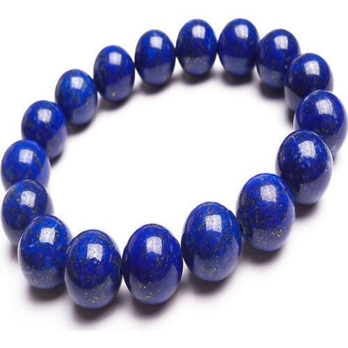 12mm Genuine Natural Blue Lapis Lazuli Stone Round Bead Bracelets Women Men Stretch Powerful Bracelet