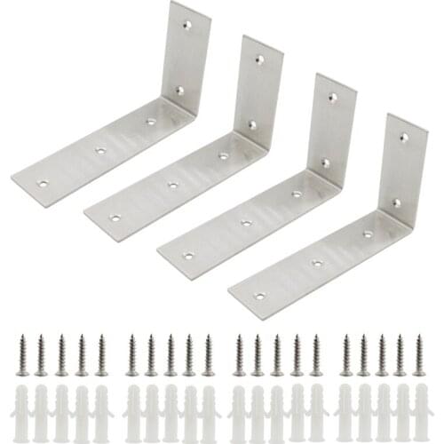 2 Pack Corner Bracket Shelf Bracket,Heavy Duty Stainless Steel L Bracket Corner Brace,Right Joint Angle Brackets 175x100x3mm