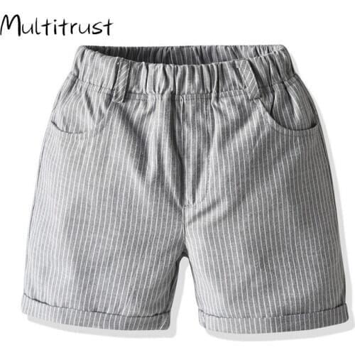 2020 Toddler Baby Boys Causal Shorts Solid Elastic High Waist Striped Summer Trousers Shorts 1-8Y