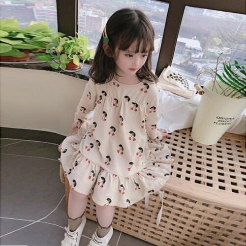 2021 New Arrival Summer Kids Dress Long Sleeves Classical CottonDress School Girls Princess Dress for Girls 2 4 5 6 7 8 Years