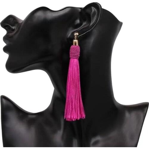 2021 New Colorful Bohemian Tassel Eardrop Ladies Ethnic Exotic Sexy Exaggerated Dangler Candy Color Earrings Party Jewelry Gifts