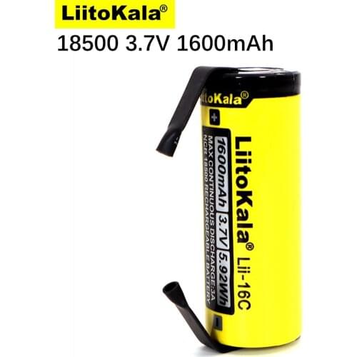 2021 LiitoKala Lii-16C 18500 1600mAh 3.7 V rechargeable battery Recarregavel lithium ion battery for LED flashlight+DIY Nickel