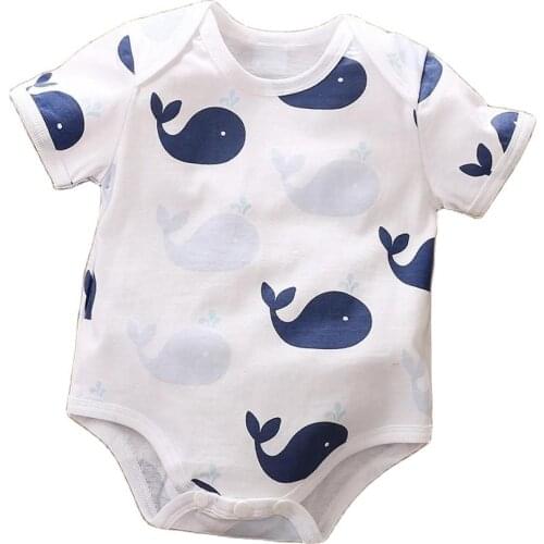 2021 New Baby Romper Summer Spring Baby Whale Allover Short-sleeve Romper One Pieces Rompers & Bodysuits Baby Clothes