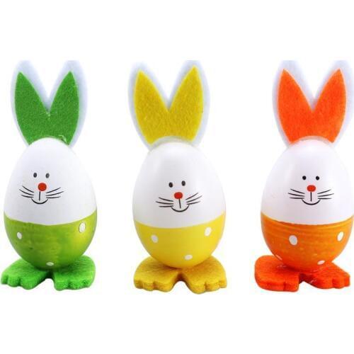 3PCS Foam Cute Long-Ear Rabbit Easter Eggs Tabletop Decoration Ornaments Kids Gifts Embellishment Crafts For Easter Home Party