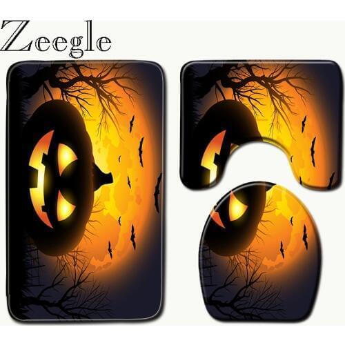Zeegle 3 Pcs Bath Mat Set Toilet Carpet Suit WC Mat U Shape Non-Slip Bathroom Carpet Rugs Shower Floor Mats