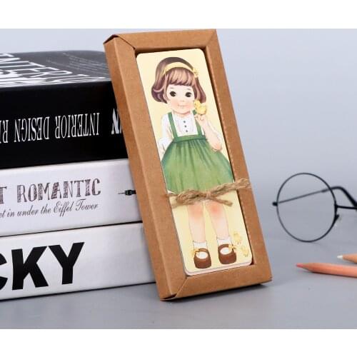 30 Sheets Cute Girl Curly Hair Doll Paper Bookmarks Cartoon Characters Boxed Bookmarks Korean Stationery