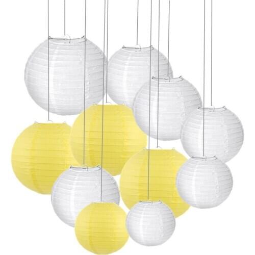 30pcs/set （4,6,8,10,12,14'')Warm White Wedding Lanterns Lights Chinese Paper Ball Lampions For Party Baby Shower Favor Decor